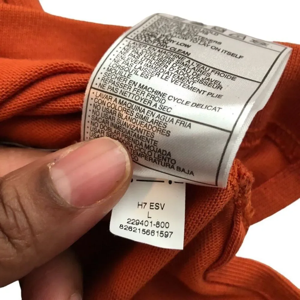 Nike Mens Rugby Polo L Short Sleeve Texas Orange Sport Casual Business Collared